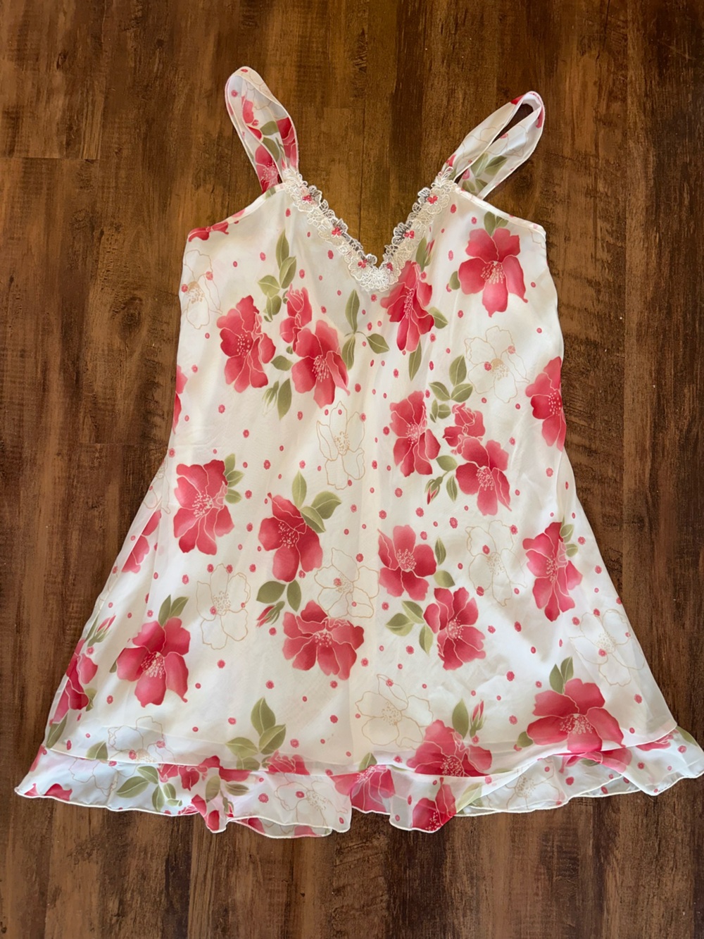 Vintage Floral Pink and White slip Dress
